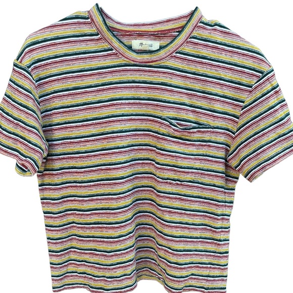 Madewell Retro vintage feel Textured Easy Crop Tee‎ in Stripe size small - Picture 5 of 16